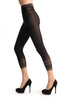Black Sheer Faux Capri With Lace Trim & Nude Foot