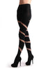 Black With Diagonal Oval Ripped Wrapping Stripe