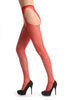 Red Fishnet With Attached Suspender Belt