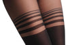 Black With Semi Transparent Black & Grey Stripes Over The Knee 40 Den