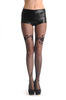 Black With Opaque Black Flowers Around The Ankle & Over The Knee 20 Den