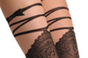 Vintage Lace Faux Stockings With Ribbon & Bow