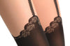 Black Faux Stocking With Woven Roses & Suspender Belt