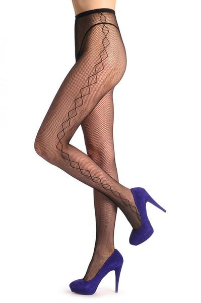 Black Fishnet With Rombs Side Seam