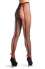 Black Fishnet With Read Wide Corset Seam & Bow
