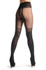 Black Faux Suspender Dotted Tights With Striped Top 60 Den