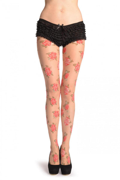 Red Woven Roses On Nude