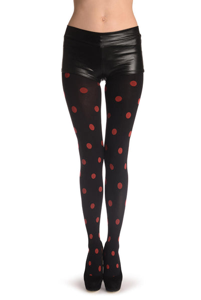 Red Woven Polka Dots On Black