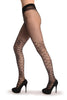 Black Checkered With Woven Roses Faux Stockings 40 Den