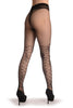 Black Checkered With Woven Roses Faux Stockings 40 Den