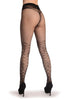 Black Checkered With Woven Roses Faux Stockings 40 Den
