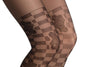 Black Checkered With Woven Roses Faux Stockings 40 Den