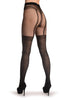 Black Floral Lace Faux Stocking With Suspenders 40 Den