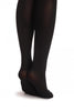 Black Opaque Faux Lace Top Stocking With Suspenders 40 Den