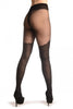 Black With Floral Faux Stockings And Rounded Trim