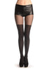 Black Faux Stockings With Red Seam & Bows