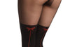 Black Faux Stockings With Red Seam & Bows