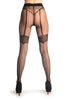 Black With Faux Suspender Stockings & Back Seam