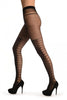 Black With Faux Transparent Back Stockings & Silver Lurex Stripes