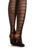 Black With Faux Transparent Back Stockings & Silver Lurex Stripes