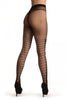 Black With Faux Transparent Back Stockings & Silver Lurex Stripes