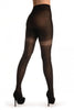 Dark Grey Faux With Pinstripes & Dots Stockings And Floral Garter