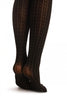 Dark Grey Faux With Pinstripes & Dots Stockings And Floral Garter