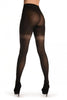 Dark Grey Faux With Pinstripes & Dots Stockings And Floral Garter