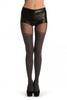 Black Melange Faux Stockings & Opaque Top Stripe