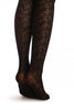 Black With Micro Mesh Butterflies Faux Stockings