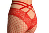 Large Red Net With Lace Top & Crossing Velvet Straps