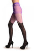 Faux Black Cat Stockings With Purple Top