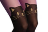 Faux Black Cat Stockings With Purple Top