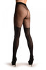Black Faux Stockings With Printed Grey & Black Roses