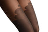Grey Faux Stockings With Chinese Flower