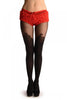 Black Faux Stockings With Chinese Flower