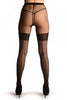 Black With Mesh Seamed Faux Stockings