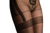 Black Lace Up With Silicon Grip Lace Top Shaping Tummy In Tights