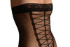 Black Lace Up With Silicon Grip Lace Top Shaping Tummy In Tights