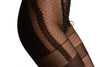 Black Lace Up With Silicon Grip Lace Top Shaping Tummy In Tights