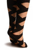 Black Woven Crossed Wrapping Stripes On Nude