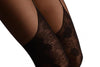 Black With Floral Mesh Faux Stockings