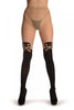 Black Faux Stockings With Large Crossbones Shaped Top