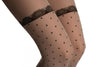 Grey With Woven Black Dots & Lace Garter