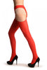 Red Opaque With Attached Suspender Belt