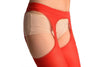 Red Opaque With Attached Suspender Belt