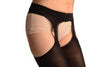 Black Opaque With Attached Suspender Belt