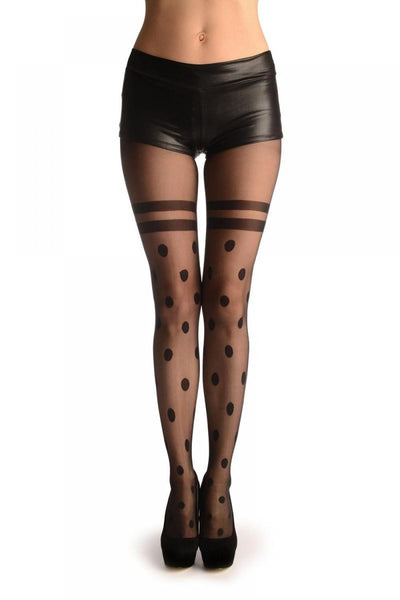 Black With Large Polka Dots & Top Stripes