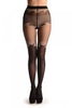 Black Opaque Faux Stockings & Top With Lace Trim