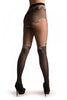 Black Opaque Faux Stockings & Top With Lace Trim